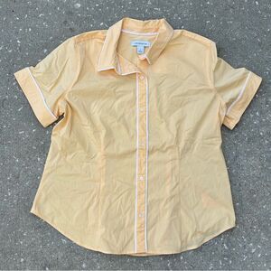 Vintage Liz Claiborne Yellow Orange Button Down Blouse // cotton blend light